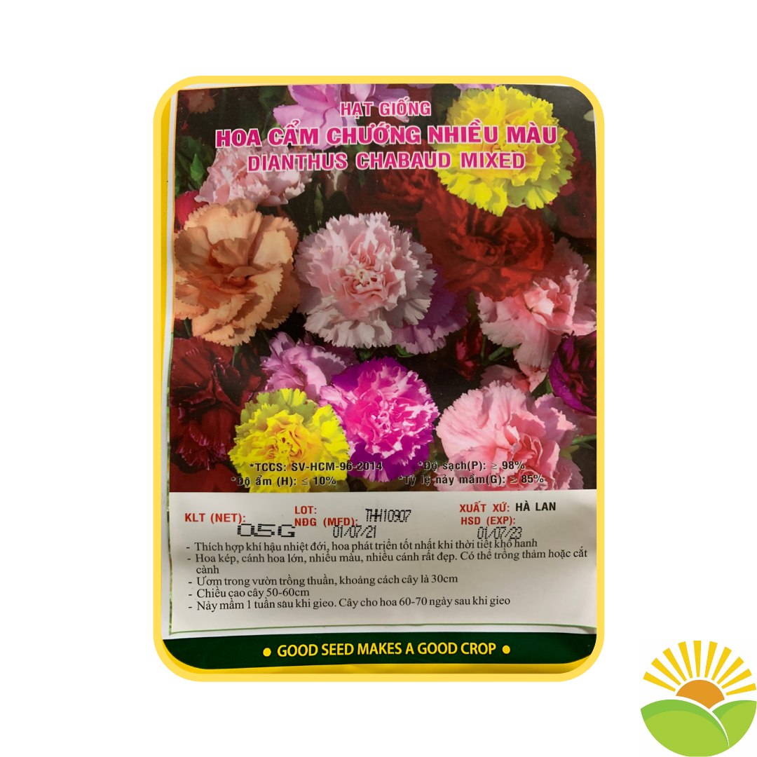 [0.5g] Hạt Giống Hoa Cẩm Chướng Kép Mix Nhiều Màu