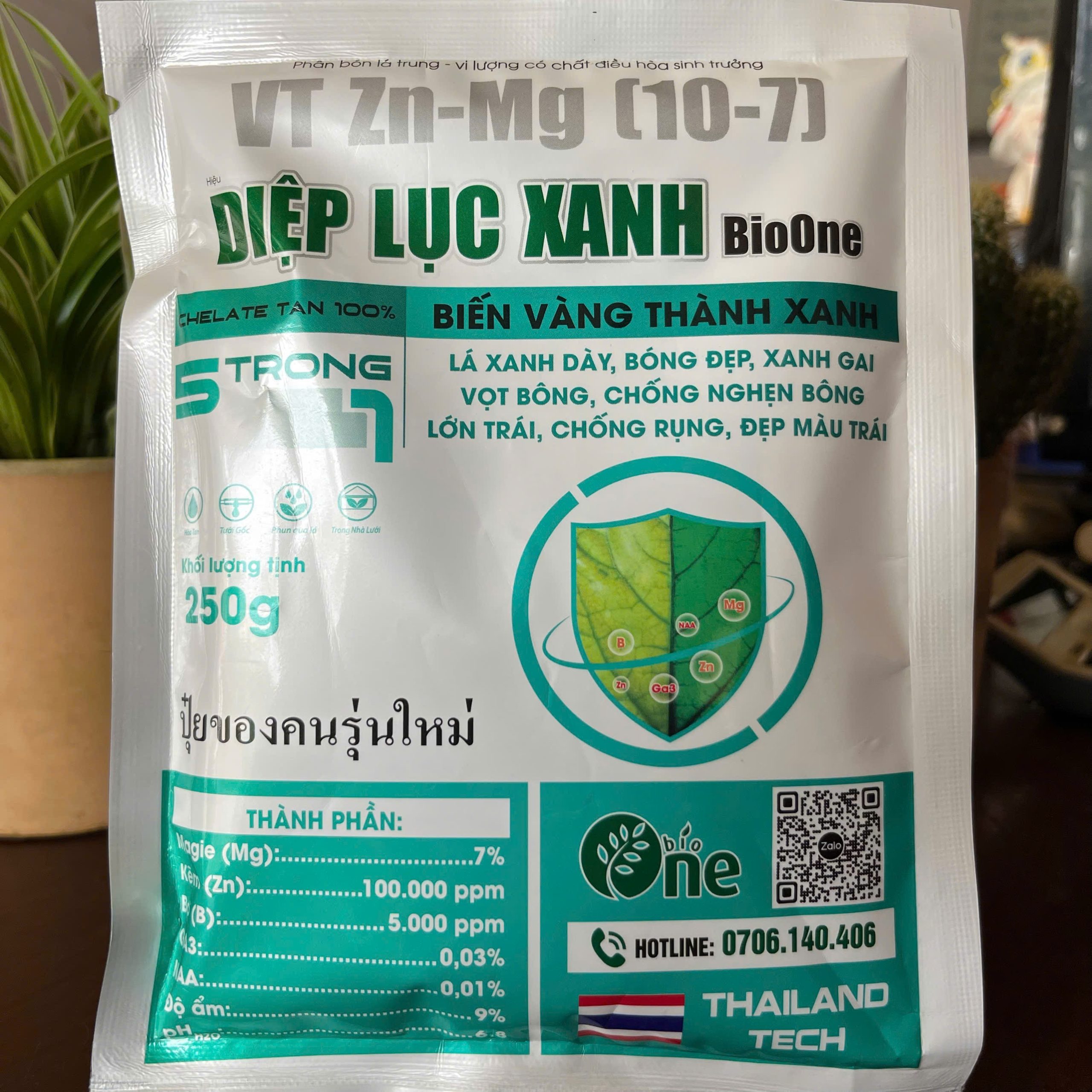 DIỆP LỤC XANH ZN-MG BIẾN VÀNG THÀNH XANH – TECH THAILAND 250G